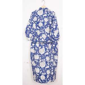 Kimono Hecho a Mano 100% Algodón con Estampado Floral, Ligero, para Verano, Spa, Baño, Informal, Romántico, Largo, para Dormir, Playa, Bikini - Product Image 6