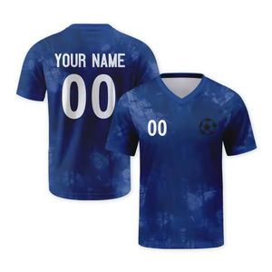 Ensemble de maillots de football rétro personnalisés imprimés sur le devant, 100 % polyester, séchage rapide, uniforme de football à manches courtes pour nom d'équipe, élastique - Product Image 2