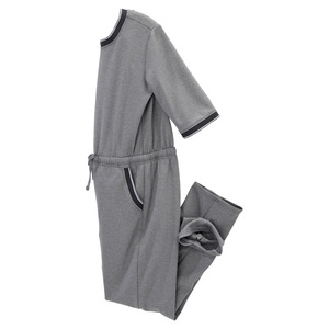 Women Gray Knitted Scrub <b>Jumpsuit</b> <b>With</b> Drawstring Waist And Side <b>Pockets</b> Hospital Uniforms 74% Polyester / 22% Rayon - Product Image 2