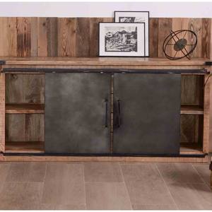 Vandana Autumn Form Industrial <b>sideboard</b> with sliding doors and wooden drawers, 180cm, Character - Product Image 2