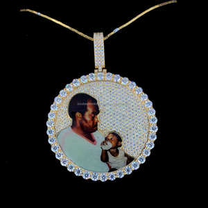 จี้สร้อยคอพร้อมจี้เพชรภาพคลาสสิกของขวัญวันพ่อที่ดีที่สุดสำหรับงานปาร์ตี้ - Product Image 1