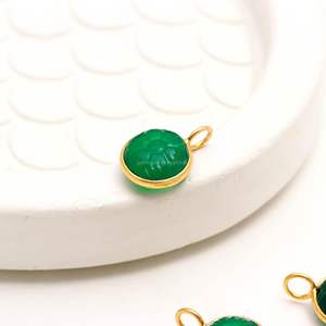 Pendentif en onyx vert naturel sculpté à la main, pierre précieuse, argent sterling 925, charme en onyx vert pour la fabrication de bijoux, vente en gros - Product Image 4