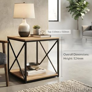 Table basse moderne en cuivre et bois avec cadre métallique, étagère de rangement peu encombrante, meuble de salon industriel, table d'appoint non pliable - Product Image 3
