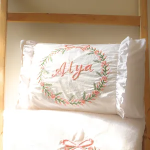 Housse de coussin vintage brodée à volants, taie d'oreiller personnalisée, housse décorative florale en jacquard pour la maison et l'hôtel - Product Image 4