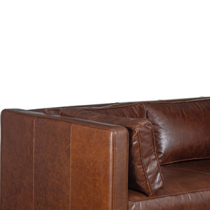 Sofá Moderno de Lujo de 3 Plazas con Patas de Madera y Tapicería de Cuero Genuino para Sala de Estar - Product Image 5