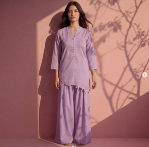 SADIA AUN HUTE COUTURE <b>Purple</b> Silk Kurta/Kurti Women Regular Fit Floor-Length Formal Wear India Pakistan Style Sun Protection - Product Image 1