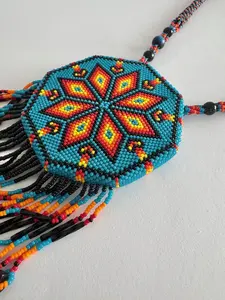 Collar con Medallón de Roseta con Cuentas, Elegante y Hermoso, con Borla de Ónix, para Bodas, Fiestas, Aniversarios, Cumpleaños - Product Image 5