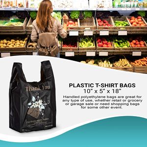 กระเป๋าเก็บเสื้อยืดพกพาสีดำแพ็ค1000ย่อยสลายได้ถุงใส่เสื้อยืดหนา10x6x18ไมครอนพิมพ์ลายล่วงหน้า18ไมครอน 'ขอบคุณ' สภาพแวดล้อมร้านอาหาร - Product Image 5