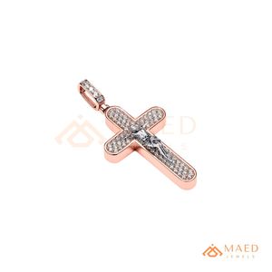 จี้พระเยซูรูปกางเขนประดับเพชรโมอิสซาไนต์แบบ Iced Out สร้อยคอสำหรับผู้ชายและผู้หญิง สไตล์ฮิปฮอป สีโรสโกลด์ เครื่องประดับคริสเตียนสุดหรู เป็นของขวัญ - Product Image 6