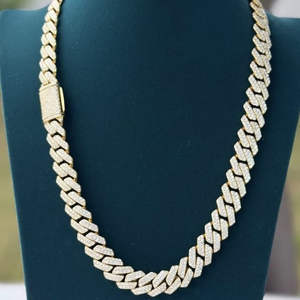 Chaîne et bracelets Miami Luxury Cuban Link entièrement sertis de pierres, testés et certifiés D VVS, en argent, bijoux de mode - Product Image 5