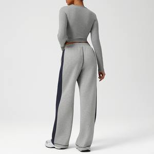 Ensemble de survêtement pour femmes avec logo personnalisé, pantalon de sport brodé, haut à manches longues, ensemble deux pièces pour femmes - Product Image 2