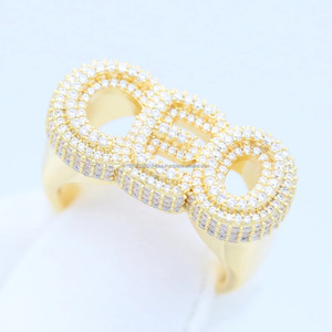 Bague CEO glacée en or K, bague à lettres imposante, sertie de moissanite, style classique en argent sterling 925, cadeau unisexe pour anniversaire - Product Image 2