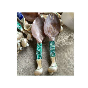 Cuillère de service décorative artisanale en coquille de conque naturelle, plaquée argent, polie miroir, à long manche – Fournisseur en gros - Product Image 1