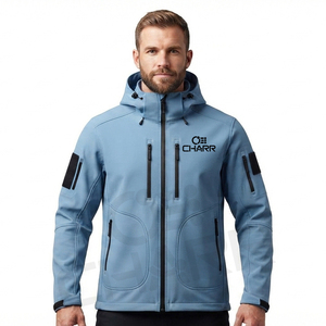 Abrigo de Invierno Impermeable para Hombre con Cuello Alto, Color Sólido, Transpirable, Chaqueta de Trabajo Cálida para Exteriores, Chaqueta con Capucha - Product Image 1