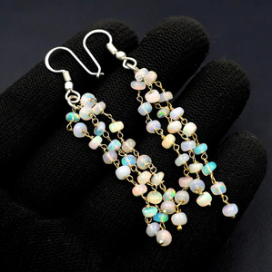 HAYAAT GEMS Perles d'opale éthiopienne naturelle Welo Fire, boucles d'oreilles en argent sterling et or, cadeau de luxe pour elle - Product Image 4