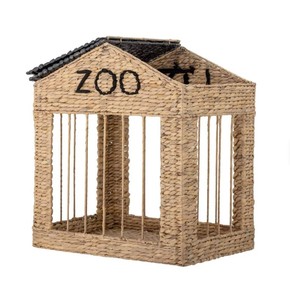 Handwoven Water Hyacinth Zoo House Toy Storage <b>Basket</b> <b>with</b> <b>Lid</b>, Kids Animal Toy Organizer Bin, Natural Woven Playroom Storage - Product Image 4