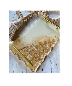 Epoxy Resin <b>Serving</b> <b>Tray</b> Custom Designed Modern Resin <b>Serving</b> <b>Tray</b> With <b>Gold</b> Foil for Home Decor - Product Image 2