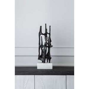 Sculpture moderne en aluminium noir faite à la main avec base en marbre, décoration minimaliste pour table, ornement de décoration intérieure, design haut de gamme, cadeau d'anniversaire - Product Image 4