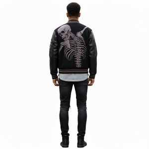 Veste universitaire homme en laine 100% imperméable avec broderie chenille personnalisée, col montant, couleur personnalisable – Collection Hiver – Grande Vente - Product Image 3