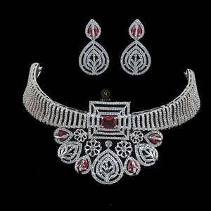 Alice CZ Designer Pearl Bridal Choker Set 18K Gold Plated - Product Image 2