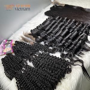 Vente en Gros de Textures de Cheveux Bouclés Ondulés avec Fermeture pour Faire des Perruques Cheveux Humains Remy Vierge Cuticule Alignée Vendeur de Cheveux Bruts - Product Image 1