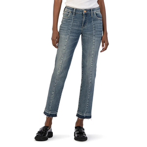 Women Custom Made OEM Women Flared <b>Jeans</b> Pants Winter Denim Pocket Button Breathable Pant Women's Slim <b>Jeans</b> with Custom logo - Product Image 6