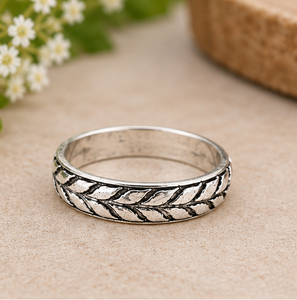 Bague feuille en argent, Bague feuille en argent sterling, Bague botanique, Bague inspirée de la nature, Bijoux bohèmes vintage - Product Image 4