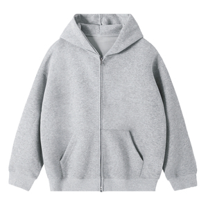 Sweat-shirts à capuche unisexes personnalisés pour hommes, en coton molletonné, avec fermeture éclair intégrale et cordon de serrage, à manches longues, décontractés - Product Image 1