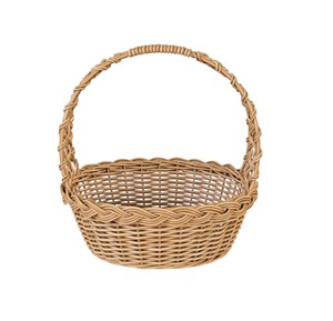 Wholesale Easter <b>Egg</b> Candy Hamper with Openwork Lattice Handle Round Oval Wicker Storage Trunk Case Box Rattan Picnic <b>Basket</b> Bag - Product Image 1
