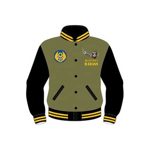 High Quality Men's Winter <b>Thin</b> Varsity Wool Leather <b>Jacket</b> with Custom Printed Embroidery Hooded <b>Waterproof</b> Slim Fit-Wholesale - Product Image 3