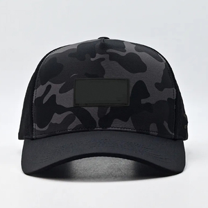 Black Camouflage Mesh Trucker Cap 6-Panel Adjustable Back Closure Outdoor Casual Hat for Adults Spring Summer Wear - Product Image 4