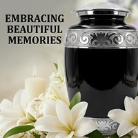 Urne funéraire commémorative noire et argentée pour cendres humaines, grande capacité, urne décorative pour souvenir funéraire avec couvercle sécurisé