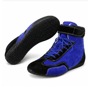 Bottes moto bleues en cuir véritable avec semelle extérieure en caoutchouc, fermeture auto-agrippante, bout fermé, antidérapantes, toutes saisons, semelle intermédiaire en EVA - Product Image 6