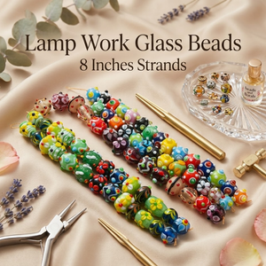 Perles de verre artisanal de qualité supérieure, 8 pouces, multicolores, à points en relief floraux, faites à la main, pour collier, bracelet, boucles d'oreilles EXCEL - Product Image 6