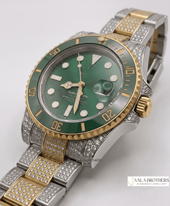 Reloj Rolax Submariner con Bisel de Diamantes Moissanite, Esfera Verde, Cristal, Cierre Desplegable, Analógico de Cuarzo, de Lujo para Hombre - Product Image 5