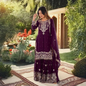 Ensemble de sharara brodé lourd pour femmes – Fabricant et exportateur de vêtements ethniques haut de gamme - Product Image 3