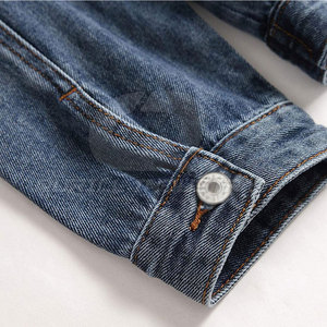 Veste en jean d'hiver pour homme, style personnalisable, manches longues, boutonnée, mélange de coton, coupe classique, logo sur le devant, pour un usage quotidien décontracté - Product Image 3