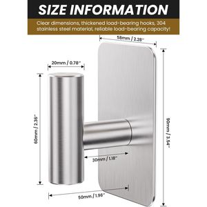 Heavy Duty 26lb Max <b>Adhesive</b> <b>Hooks</b> Waterproof Stainless Steel Wall <b>Hooks</b> for Hanging Towel Robe Sticky Towel <b>Hooks</b> Stylish - Product Image 5