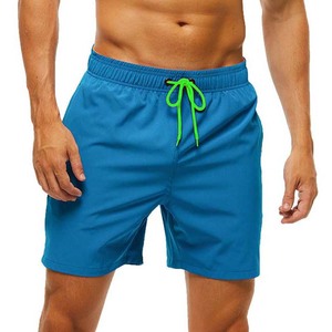 Shorts de Baño para Hombre, Color Azul Sólido, Cintura con Cordón, Secado Rápido, Casuales - Product Image 6
