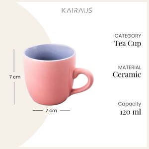 Luxe Pink Satin Ceramic Tea <b>Cup</b> <b>Set</b> of 6 Elegant Modern Design with Gold Handle 200ml Capacity for Espresso and Afternoon Tea - Product Image 4