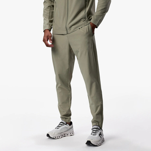Survêtements de sport d'été pour hommes avec logo personnalisé, légers, en tissu Spandex/Nylon, veste et pantalon à capuche zippée, coupe-vent, couleur unie - Product Image 2
