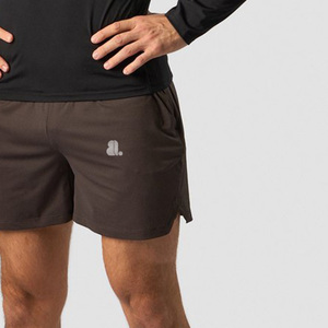 Pantalones Cortos Deportivos para Hombre, Negros, Sólidos, de Secado Rápido, Transpirables, de Cintura Alta, con Cordón Ajustable y Logotipo Frontal, de Poliéster - Product Image 2