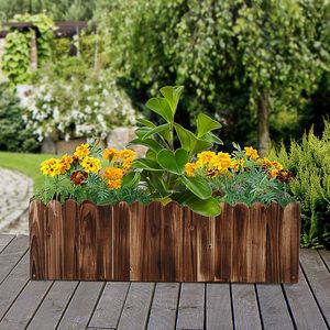 Jardinière surélevée en bois à bords festonnés de 40 po x 16 po x 12 po pour fleurs et plantes - Product Image 3