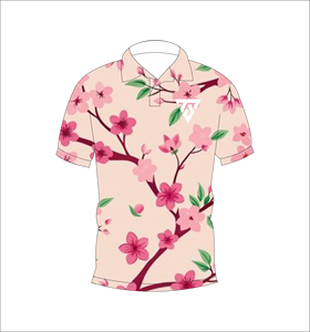 Polo personnalisé à imprimé floral rose Sakura pour homme, manches courtes, décontracté, respirant, léger, tendance, pour le golf - Product Image 4