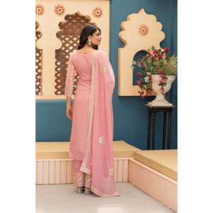 Beautiful Fancy Polyester Salwar Kameez with <b>Top</b> Plazzo and Dupatta Embroidery Work for <b>Weddings</b> - Product Image 4