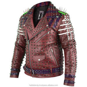 Chaqueta de Cuero Genuino para Hombre al por Mayor, Estilo Bomber Ajustado con Tachuelas, Novedad, Chaquetas de Cuero con Tachuelas, Estilo Motero - Product Image 2