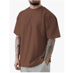 Camiseta extragrande personalizada 95% algodón 5% elastano para fitness, gimnasio, deporte, moda masculina, camisetas de BD - Product Image 1