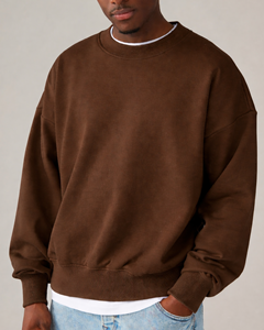 Sweat-shirt unisexe en coton surdimensionné 350 GSM, col rond, personnalisable avec logo, vierge, vente en gros - Product Image 4