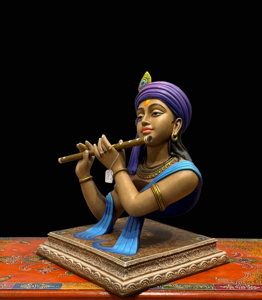 Estatua de Resina Hecha a Mano de Lord Krishna Tocando la Flauta, Estilo Art Deco |   Decoración Espiritual para el Hogar u Oficina, Adorno Religioso de Mesa - Product Image 3