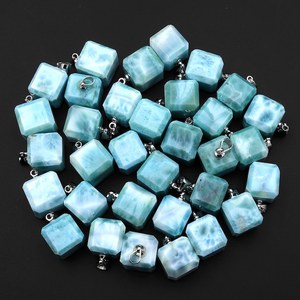 Pendentif hexagonal en larimar naturel, pierre précieuse bleue, charme en argent sterling, bijou artisanal en pierre de mer, cadeau pour elle - Product Image 6